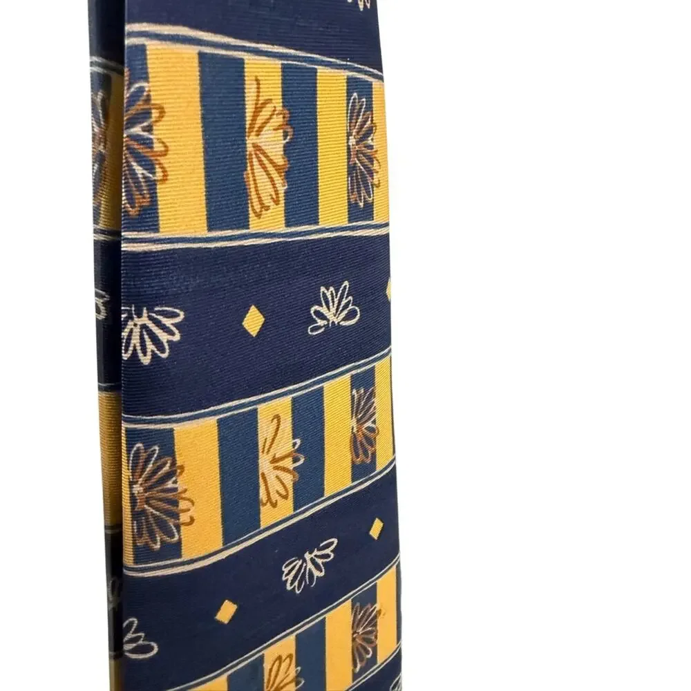 St Michael Marks & Spencer Silk Tie Floral Stripe Vintage